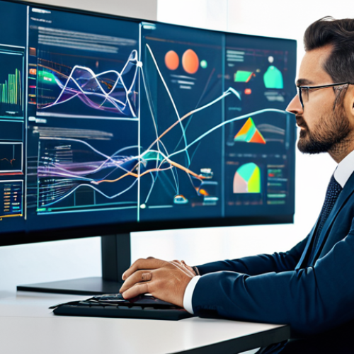 A focused male cybersecurity architect, mid-30s, dressed in a professional business suit and modest clothing. He is sitting at a modern desk, intently observing two large digital displays. One screen clearly shows a complex, static, and outdated traditional network diagram, resembling an old Visio chart with many disconnected boxes. The other screen displays a rapidly shifting, dynamic, and intricate cloud infrastructure visualization with energetic data flows, emphasizing its constant change and complexity. His expression conveys thoughtful concern or frustration, highlighting the challenge of static diagrams in a dynamic cloud world. The office environment is clean, contemporary, with subtle tech elements and natural light from a window. Professional photography, high-resolution, sharp focus, vibrant colors, perfect anatomy, correct proportions, natural pose, well-formed hands, proper finger count, natural body proportions, safe for work, appropriate content, fully clothed, professional.